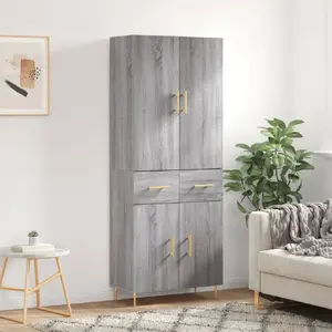 vidaXL Buffet haut Sonoma gris 69,5x34x180 cm Bois d'ingénierie pas cher