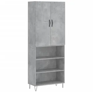 vidaXL Buffet haut Gris béton 69,5x34x180 cm Bois d'ingénierie pas cher