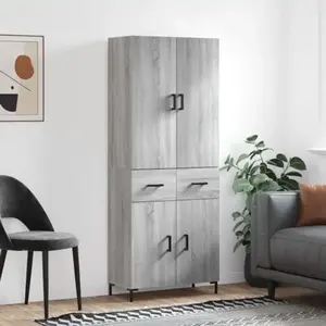 vidaXL Vidaxl Buffet Haut Sonoma Gris 69,5x34x180 Cm Bois D'ingénierie pas cher