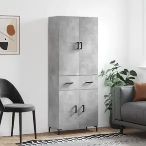 vidaXL vidaXL Buffet haut Gris béton 69,5x34x180 cm Bois d'ingénierie pas cher