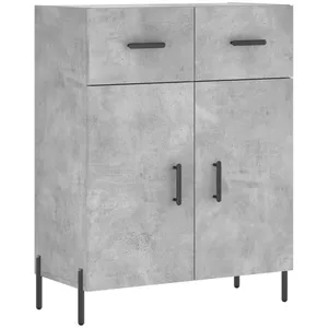 vidaXL Buffet haut Gris béton 69,5x34x180 cm Bois d'ingénierie pas cher