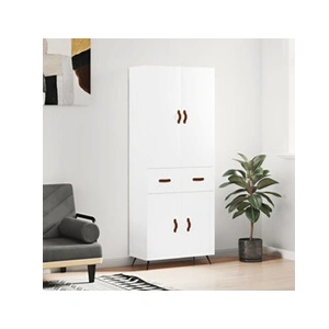 VIDAXL Buffet Haut, Armoire de Rangement avec Pieds, Meuble de Rangement, Organisateur Salon Salle de Séjour, Moderne, Blanc Bois d'Ingénierie