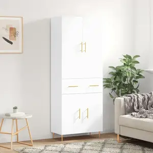 vidaXL Buffet haut Blanc 69,5x34x180 cm Bois d'ingénierie pas cher
