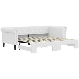 Comparateur de prix : vidaXL Lit de jour avec lit gigogne blanc 90x200 cm similicuir