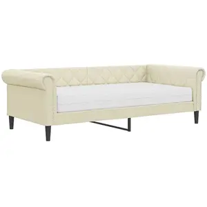 vidaXL Lit de jour avec matelas crème 90x200 cm similicuir pas cher