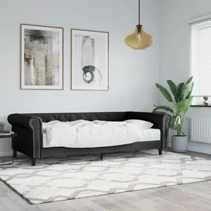 vidaXL Lit de jour avec matelas noir 90x200 cm similicuir