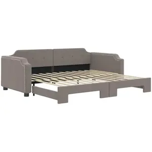vidaXL Lit de jour avec lit gigogne taupe 100x200 cm tissu 3197642 pas cher