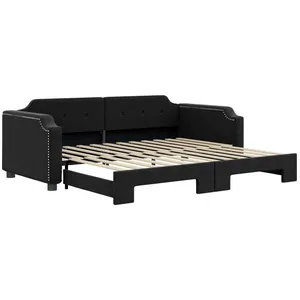 vidaXL Lit de jour avec lit gigogne noir 80x200 cm tissu pas cher