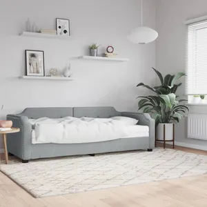 vidaXL Lit de jour avec matelas gris clair 90x190 cm tissu pas cher