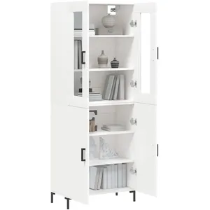 vidaXL Buffet haut Blanc 69,5x34x180 cm Bois d'ingénierie pas cher