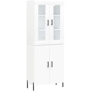 vidaXL Buffet haut Blanc 69,5x34x180 cm Bois d'ingénierie pas cher