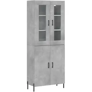 vidaXL Buffet haut Gris béton 69,5x34x180 cm Bois d'ingénierie pas cher
