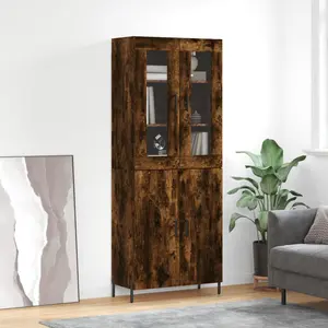vidaXL Buffet haut Chêne fumé 69,5x34x180 cm Bois d'ingénierie pas cher