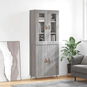 vidaXL Buffet haut Sonoma gris 69,5x34x180 cm Bois d'ingénierie pas cher