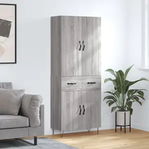 vidaXL Buffet haut Sonoma gris 69,5x34x180 cm Bois d'ingénierie pas cher