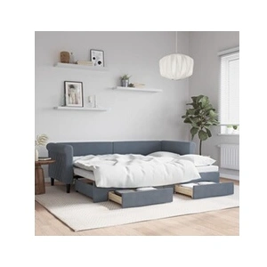 VIDAXL Slaapbank onderschuifbed en lades 80x200 cm fluweel donkergrijs3197813 pas cher