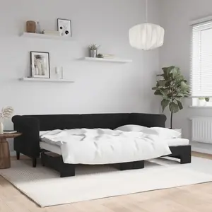 Comparateur de prix : vidaXL Lit de jour avec lit gigogne noir 80x200 cm velours