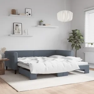 Vidaxl - Lit de jour avec gigogne sans matelas gris foncé 100x200 cm pas cher