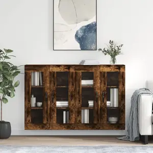 vidaXL Armoires murales 2 pcs chêne fumé bois d'ingénierie pas cher