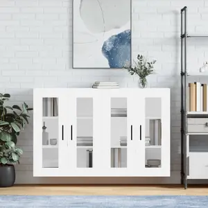 vidaXL Armoires murales 2 pcs blanc bois d'ingénierie pas cher