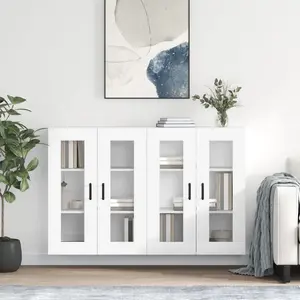 vidaXL Armoires murales 2 pcs blanc bois d'ingénierie pas cher