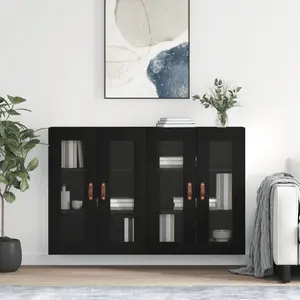 vidaXL Armoires murales 2 pcs noir bois d'ingénierie pas cher