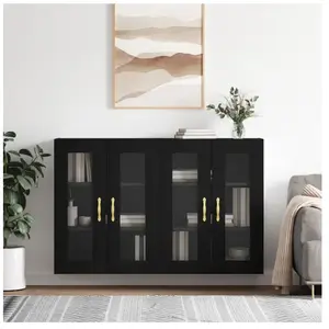 vidaXL Armoires murales 2 pcs noir bois d'ingénierie pas cher