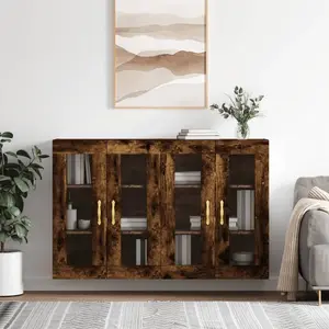 vidaXL Armoires murales 2 pcs chêne fumé bois d'ingénierie pas cher