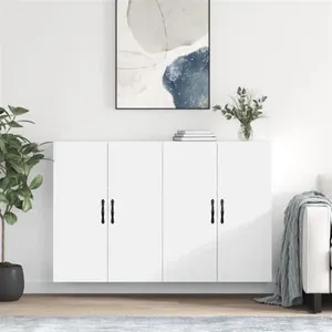 vidaXL Armoires murales 2 pcs blanc bois d'ingénierie pas cher