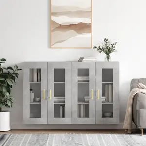 vidaXL Armoires murales 2 pcs gris béton bois d'ingénierie pas cher