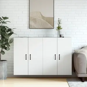 vidaXL Armoires murales 2 pcs blanc bois d'ingénierie pas cher