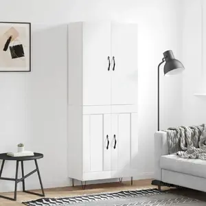 vidaXL Buffet haut Blanc 69,5x34x180 cm Bois d'ingénierie pas cher