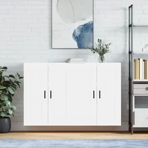 vidaXL Armoires murales 2 pcs blanc bois d'ingénierie pas cher