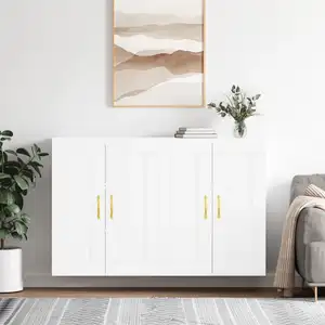 vidaXL Vidaxl Armoires Murales 2 Pcs Blanc Bois D'ing¿¿Nierie pas cher
