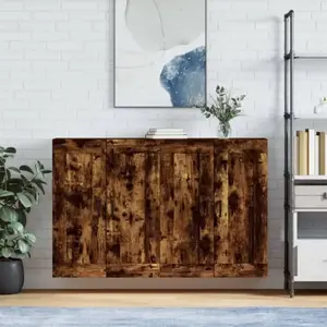 vidaXL Armoires murales 2 pcs chêne fumé bois d'ingénierie pas cher
