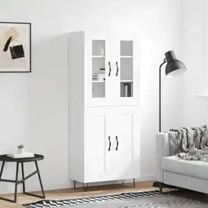 vidaXL Buffet haut Blanc 69,5x34x180 cm Bois d'ingénierie pas cher