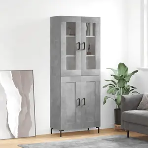 vidaXL Buffet haut Gris béton 69,5x34x180 cm Bois d'ingénierie pas cher