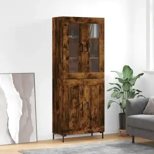 vidaXL Buffet haut Chêne fumé 69,5x34x180 cm Bois d'ingénierie pas cher