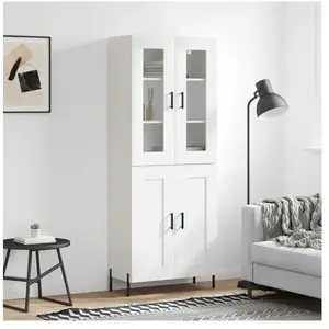 vidaXL vidaXL Buffet haut Blanc 69,5x34x180 cm Bois d'ingénierie pas cher