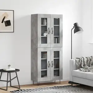 vidaXL Highboard gris béton 69,5x34x180 cm Bois composite pas cher