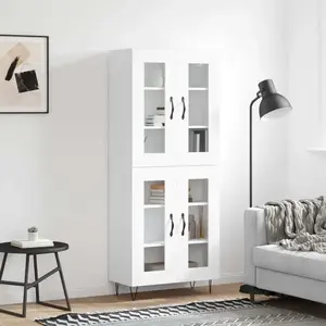 vidaXL Buffet haut Blanc 69,5x34x180 cm Bois d'ingénierie pas cher