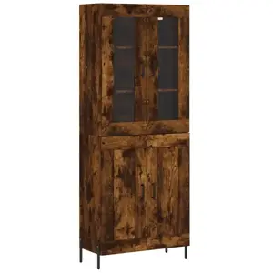 vidaXL Vidaxl Buffet Haut Chêne Fumé 69,5x34x180 Cm Bois D'ingénierie pas cher
