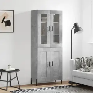 vidaXL Buffet haut Gris béton 69,5x34x180 cm Bois d'ingénierie pas cher
