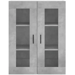 vidaXL Buffet haut Gris béton 69,5x34x180 cm Bois d'ingénierie pas cher