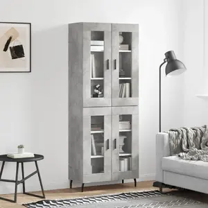 vidaXL Buffet haut Gris béton 69,5x34x180 cm Bois d'ingénierie pas cher