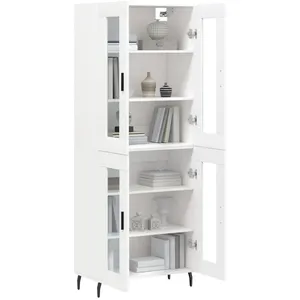 vidaXL Buffet haut Blanc 69,5x34x180 cm Bois d'ingénierie pas cher