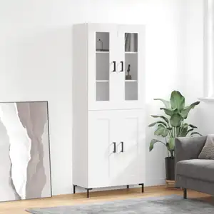 vidaXL Buffet haut Blanc 69,5x34x180 cm Bois d'ingénierie pas cher