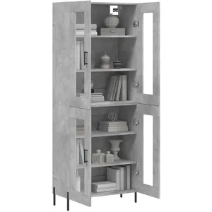 vidaXL vidaXL Buffet haut Gris béton 69,5x34x180 cm Bois d'ingénierie pas cher