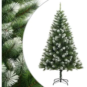vidaXL Sapin de Noël artificiel à charnières avec neige floquée 210 cm pas cher