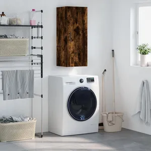 vidaXL Armoire murale chêne fumé 34,5x34x90 cm pas cher